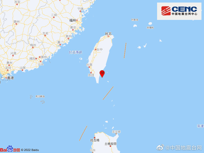 台湾台东县海域发生4.2级地震 震源深度18千米