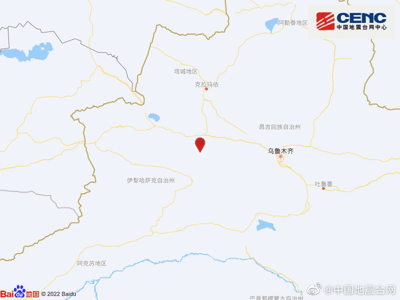 新疆塔城地区乌苏市发生3.0级地震 震源深度10千米